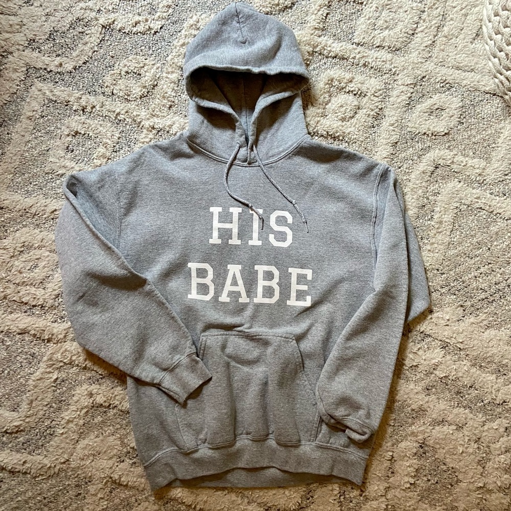 Hubs & Hers HIS BABE Grey Hoodie